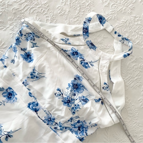 Lulu's White and Blue Floral Midi Dress - Picture 7 of 9